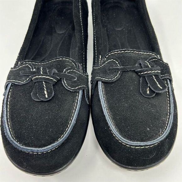 Osslue Women's Black Suede Slip-On Penny Loafers Size 8 Cushioned Insole Tassel - Picture 6 of 14